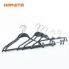 Fashion style ABS black plastic set skirts pants clothes hangers with metal hooks