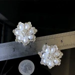 Fashion Women Lady Silver Breastpin Jewelry Pearl Crystal Flower Brooch For Wedding Gifts Party