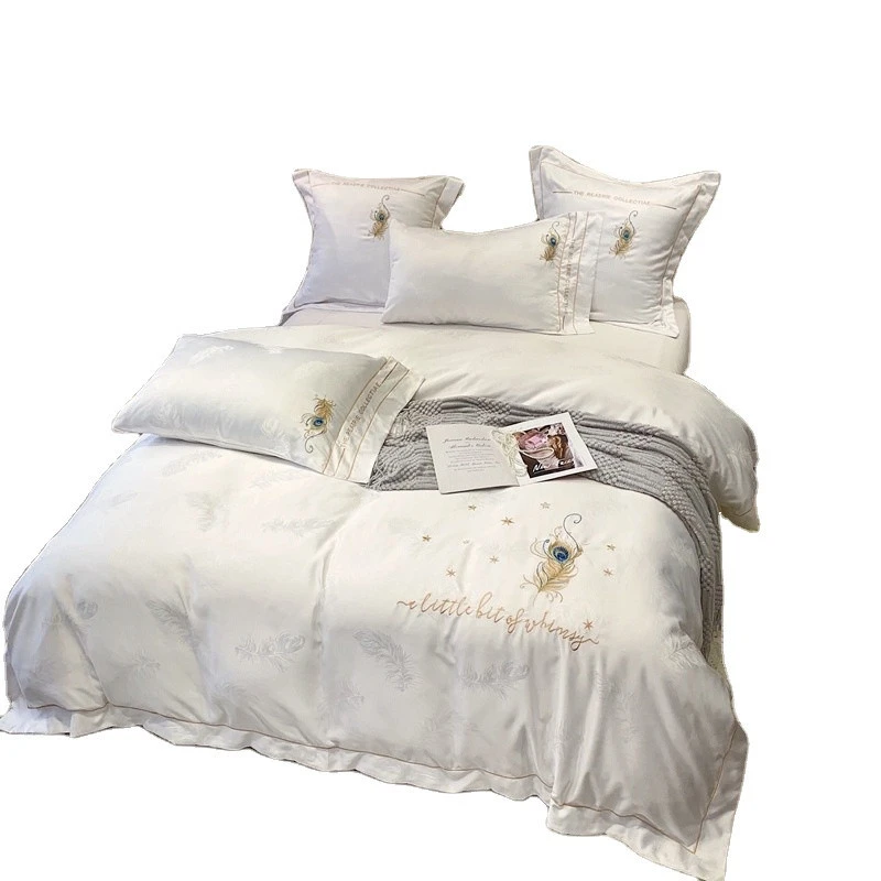 Flower 4pcs 60%cotton 40%polyester Jacquard embroidery bed set bedding duvet cover bedding set