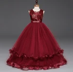 Flower Wedding Gown Baby Girl Clothing 5-14 Years Children Princess Dress Girl Party Wear Fancy Kids Long Tulle Dress For Girl