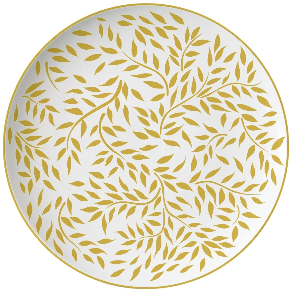 Food plate with gold leaf printing under plate wedding decoration gold plates dishes wedding
