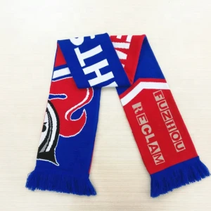 football team clubs scarf double side fan knitted souvenir scarf customized Logo world soccer cup sport scarf