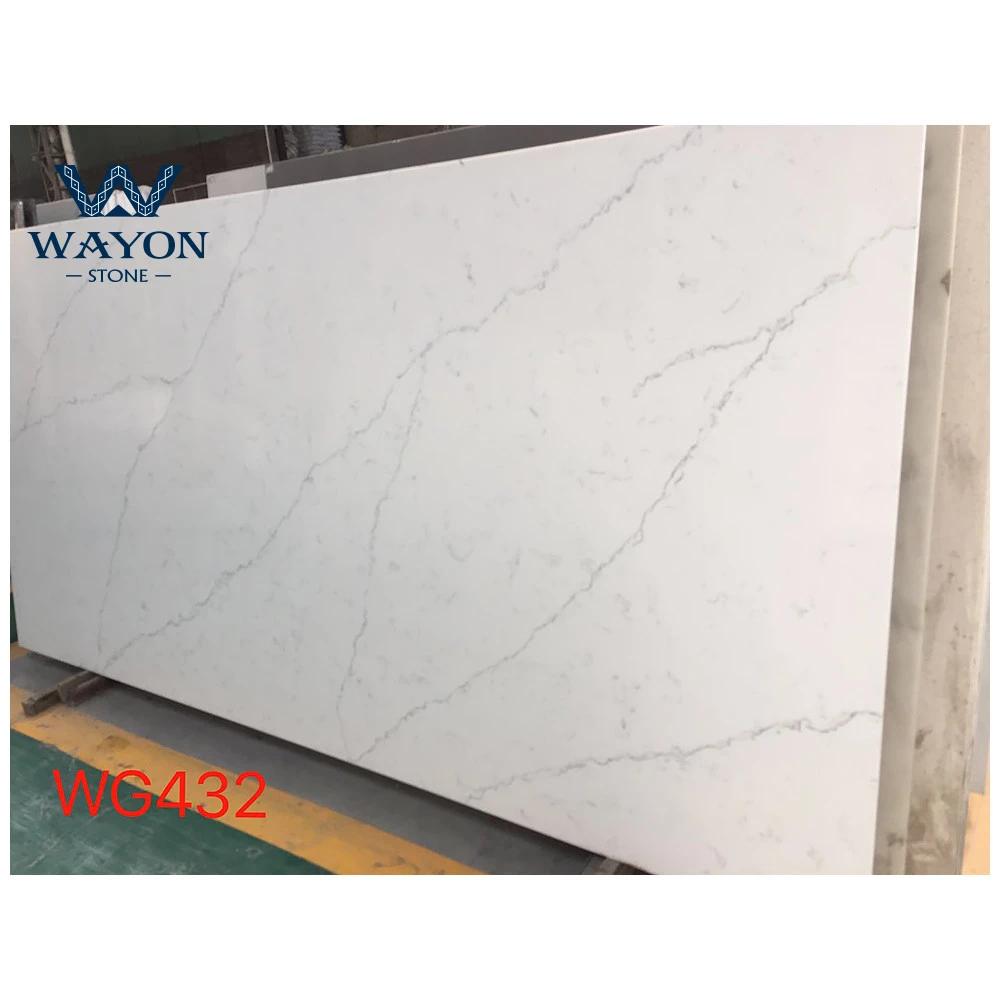 Foshan Per Square Meter Price Artificial Marble Quartzite Calaatta White Big Slab 93% Natural Quartz Powder +7%resin WAYONSTONE
