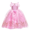 Girls Sleeping Beauty Princess Aurora Cosplay Pink Dress For Kids Halloween Birthday Party Costumes