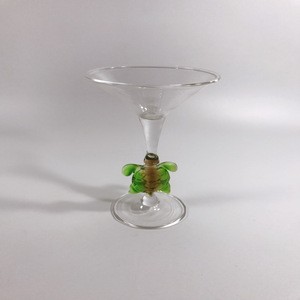 glass goblet wine glass with animal figurine