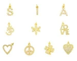 Gold plated cubic zircon charm pendant necklace