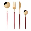 Gold plated cutlery set spoon fork knife 4 piece set 18/8 stainless steel tableware Wedding dinnerware set