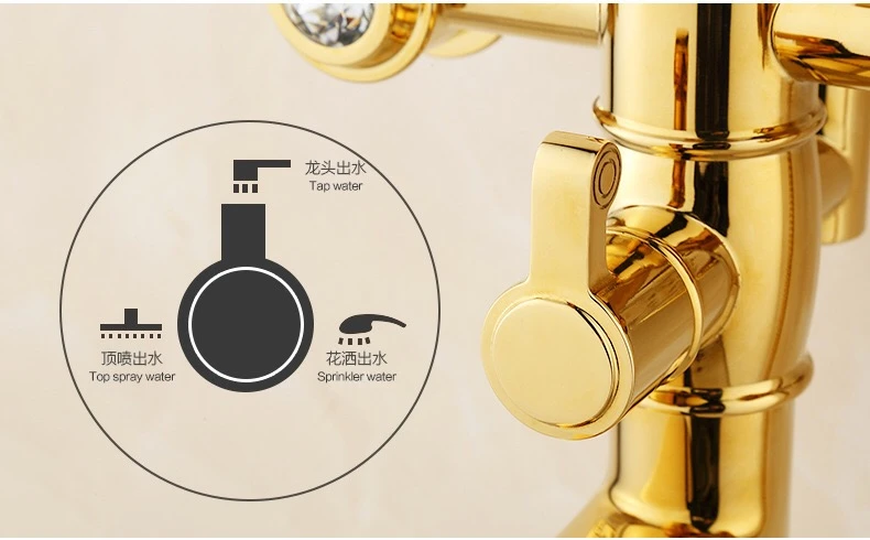 Golden Shower Set KD-01GS Brass Shower Faucet European Bathroom Rain Shower