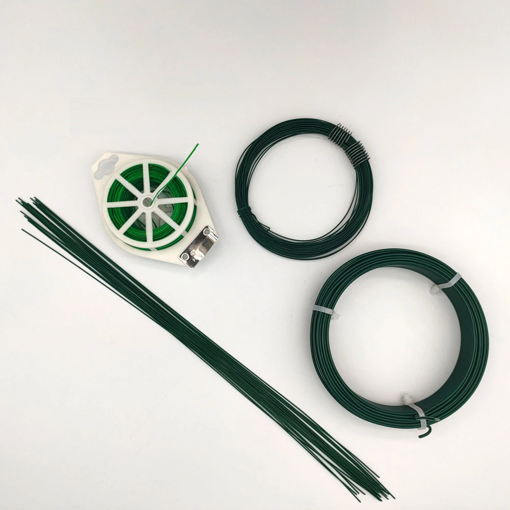 Green Coated Garden Plant Ties wire with Cutter, binding wire