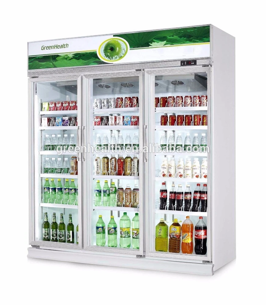 Green&amp;Health 4 doors Beverage Showcase Refrigerator for Supermarket/Shop Used Display Drink Upright Refrigerator for Sale