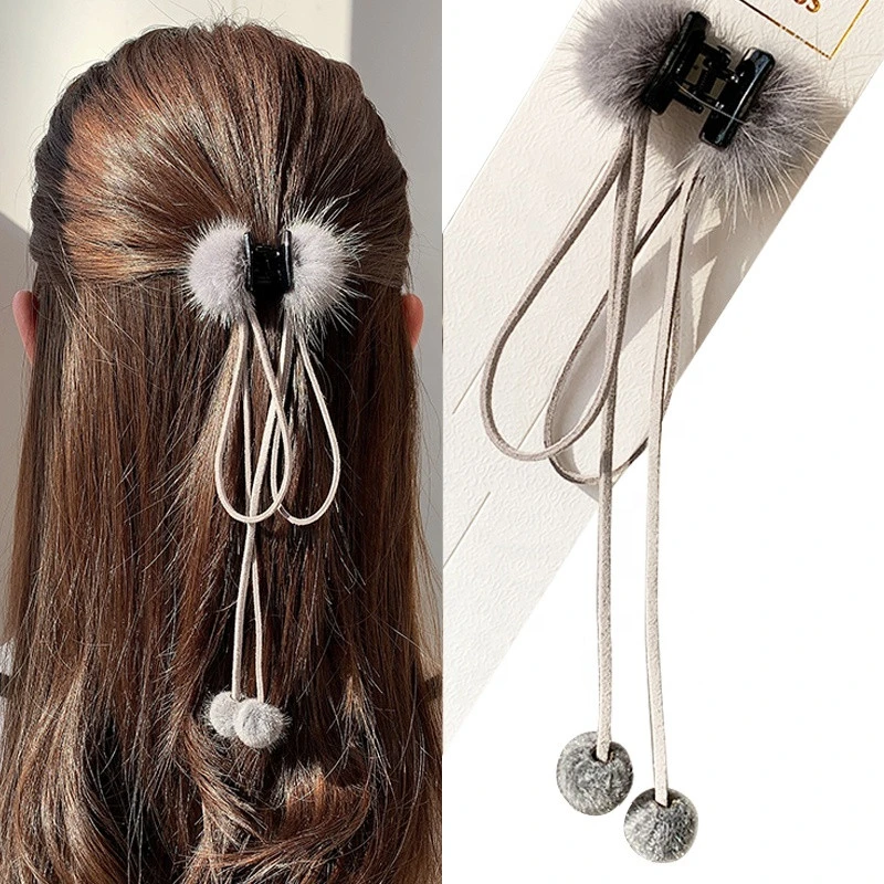 Half tied hair clip net red 2020 new hair grab tassel hairpin headgear clip Korean back head hair accessories