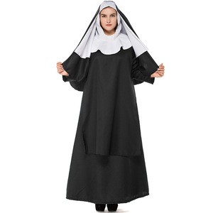 Halloween Adult Party Fat Women Sexy Nun Costume Fancy Dress Black Sexy Nun Costume