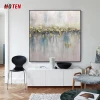 Hand painted oil painting living room mural gold leaf hanging painting post modern minimalist decorative painting