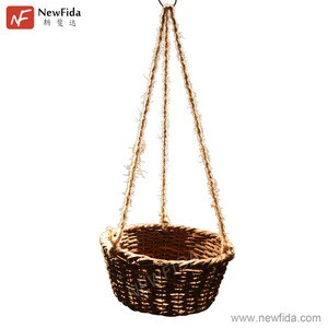 Handcrafted Natural Rattan Round Flower Hanging Baskets