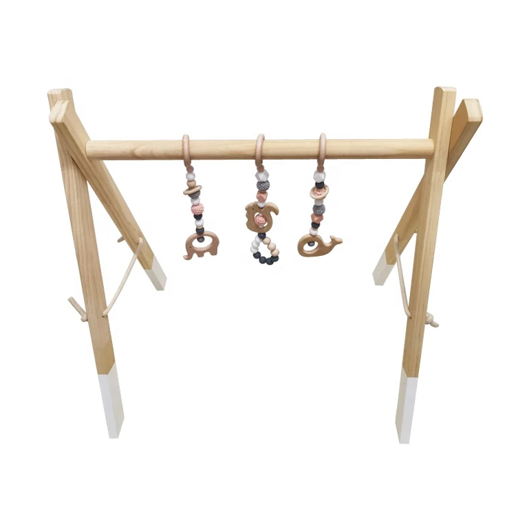 Heybabee Natural Unfinished Wooden Scandinavian Fitness Gym Baby Indoor Activity Center Arch Play Gym