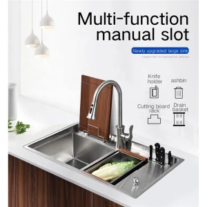 High end modern kitchen designs stainless steel 304 double bowl apartment size kitchen sinks