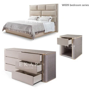 High End Modern Leather Bed For Villa Bedroom Furniture Set