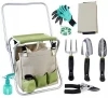 High Quality 10 pcs Garden Tool Set Strong Polyester Zippered Tool Garden Bag And Folding Chair Seat