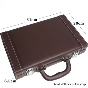 High Quality 200PCS PU Leather Chips Suitcase/Box Container Chip Case/Box Poker Chips Set
