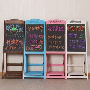 High quality Creative coffee shop advertising board household chalk solid wood shop lighting small blackboard stand