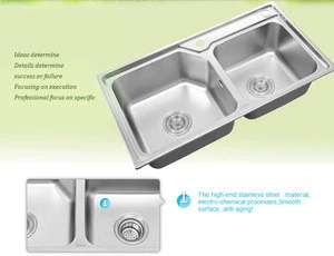 high quality double bowl 304 stainless steel kitchen sink