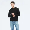 High quality Fit Kangaroo Pocket Cashmere Hoodie Long Sleeves Solid Knit 100% Cashmere Sweater for Men