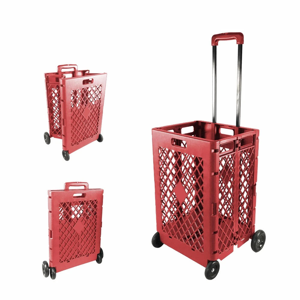 High Quality Fold Up plastic Shopping Luggage Cart Trolley folding cart