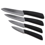 High Quality Kitchen Knives Customized Logo Black Blade PP with TPR Handle 4 piece Ceramic Knife Set with Cover