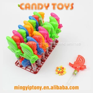 High quality plastic whistle butterfly candy toy candy for children