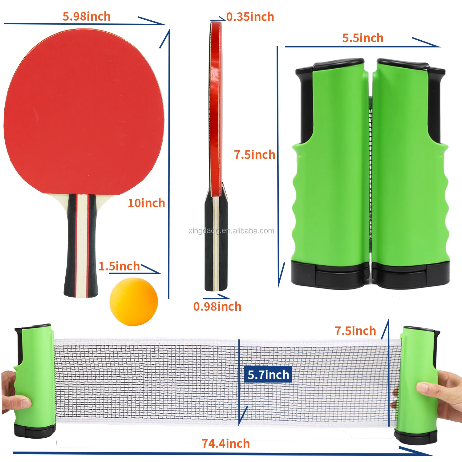 High-Quality Professional Table Tennis Racket Ping Pong Bat Table Tennis Paddle Suit(Green)