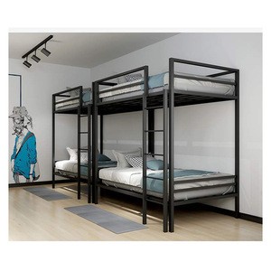 High quality school hostel design furniture metal bunk bed for sale with ladder rod for kids adult use