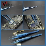 high quality Titanium Alloy l 0.15mm Edge Precision Fingerprint Fly Line Picker Tweezer for Small Precision Components