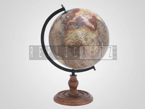 High Quality Vintage Look Wooden Base Plastic Paper World Globe