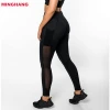 High Waist Nylon Spandex Plain Black Mesh Panel Insert Side Pocket Yoga Pants Leggings For Women