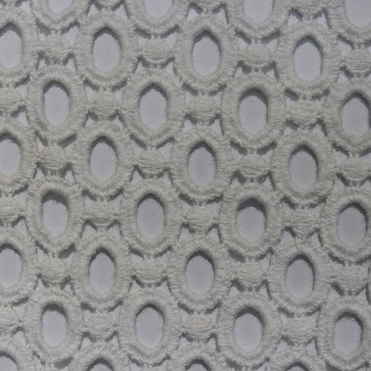 Hole design cutwork lace fabric white cotton lace embroidery fabric
