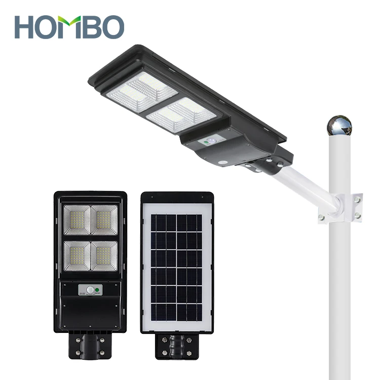 HOMBO Ip65 Waterproof Outdoor Road Light 120w 200w 300w All In One LED Solar Street Lamp