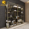 Home furniture factory modern high stainless steel glass decor cabinet bookcases bookshelf for sale