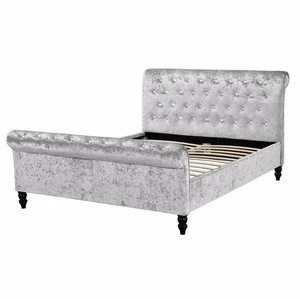 Home furniture Upholstery Curved bed with bling diamond