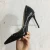 Import Hoslasen shoe factory black patent with silver rivets 100mm heel pumps custom high heel shoes from China