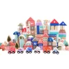Hot sale educational montessori kids wooden toys 115 pcs city traffic Macarons building blocks