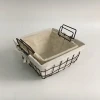 Hot sale kitchen vegetable storage baskets wire mesh iron basket stainless steel basket with white cotton lining