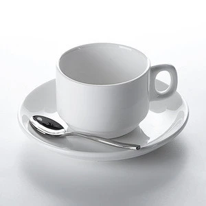Hot Sale Restaurant Cafe Bar Porcelain Cups Saucers, Tea Cup Sets Bone China With Plate,  Ceramic White Coffee Cup Ceramic