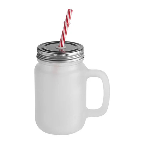 Hot sale Sublimation Clear Frosted Mason Jar Glass Mug With Straw and Lid