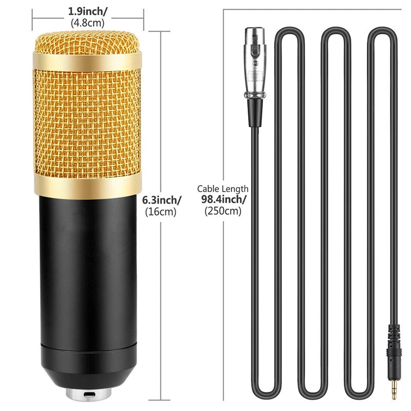 Hot sale without noise professional condenser microphone v8 sound card for live broadcast