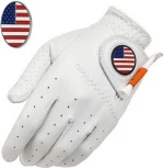 Hot Sales Amazon High Quality Soft Cabretta Leather Golf Glove with Magnet Ball Marker Custom Logo for Lowest Prices