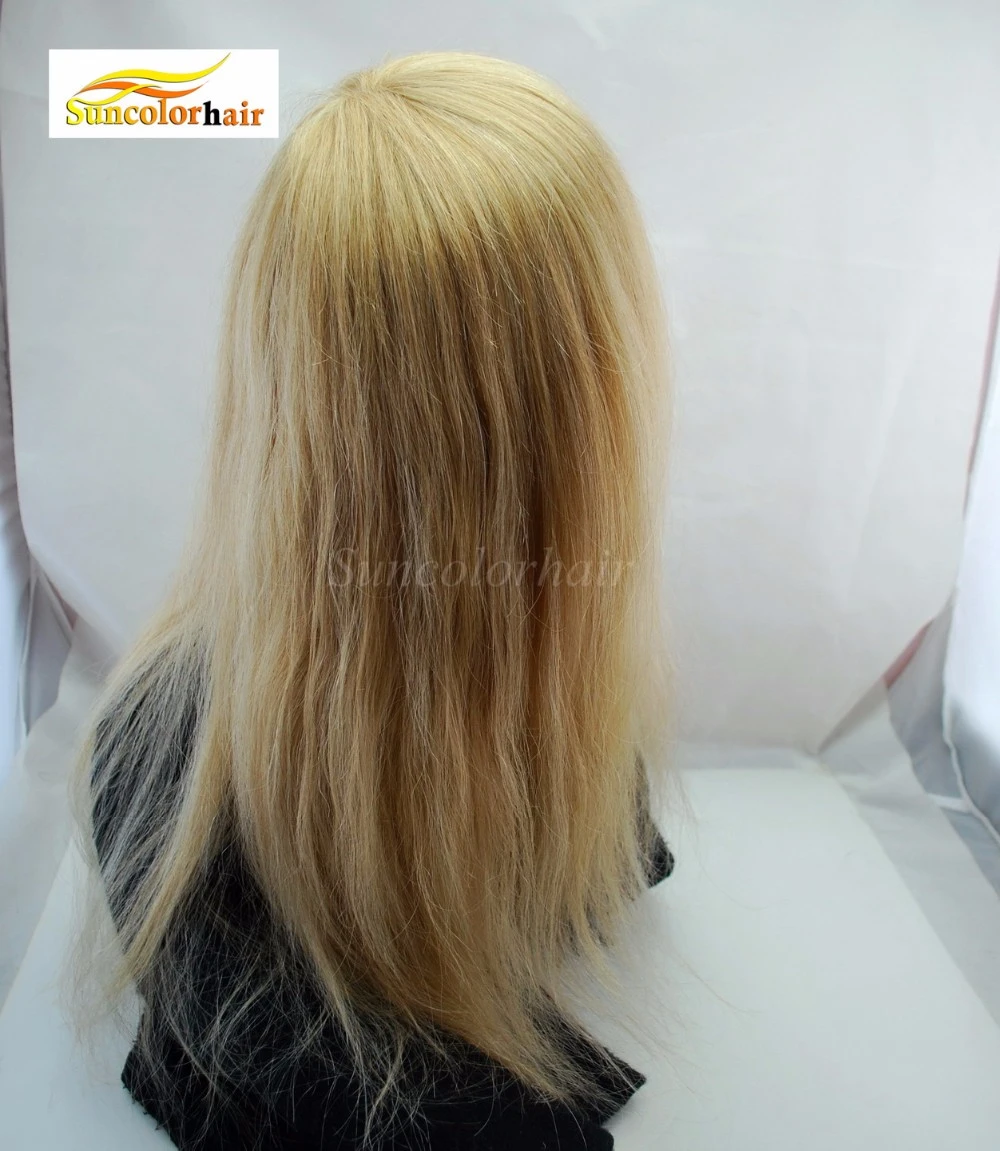 Hot selling 100% human hair Integration hair piece custom fishnet toupees with long hair