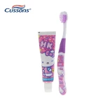 hot selling cute cartoon children toothbrush and toothpaste in one kid toothbrush