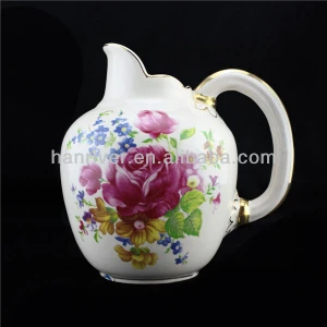 hotsale decorative ceramic water pot with decal and hand-painted gold