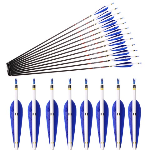 ID 6.2MM 3K Weave Pure Carbon Fiber Arrows 5 Inch Nature Feather Sp200 250 300 350 400 500 Compound/Recurve Bow Hunting Shooting