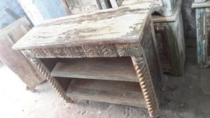 Indian wooden hand made unique reclaimed wooden table/bookshelf Indian furniture